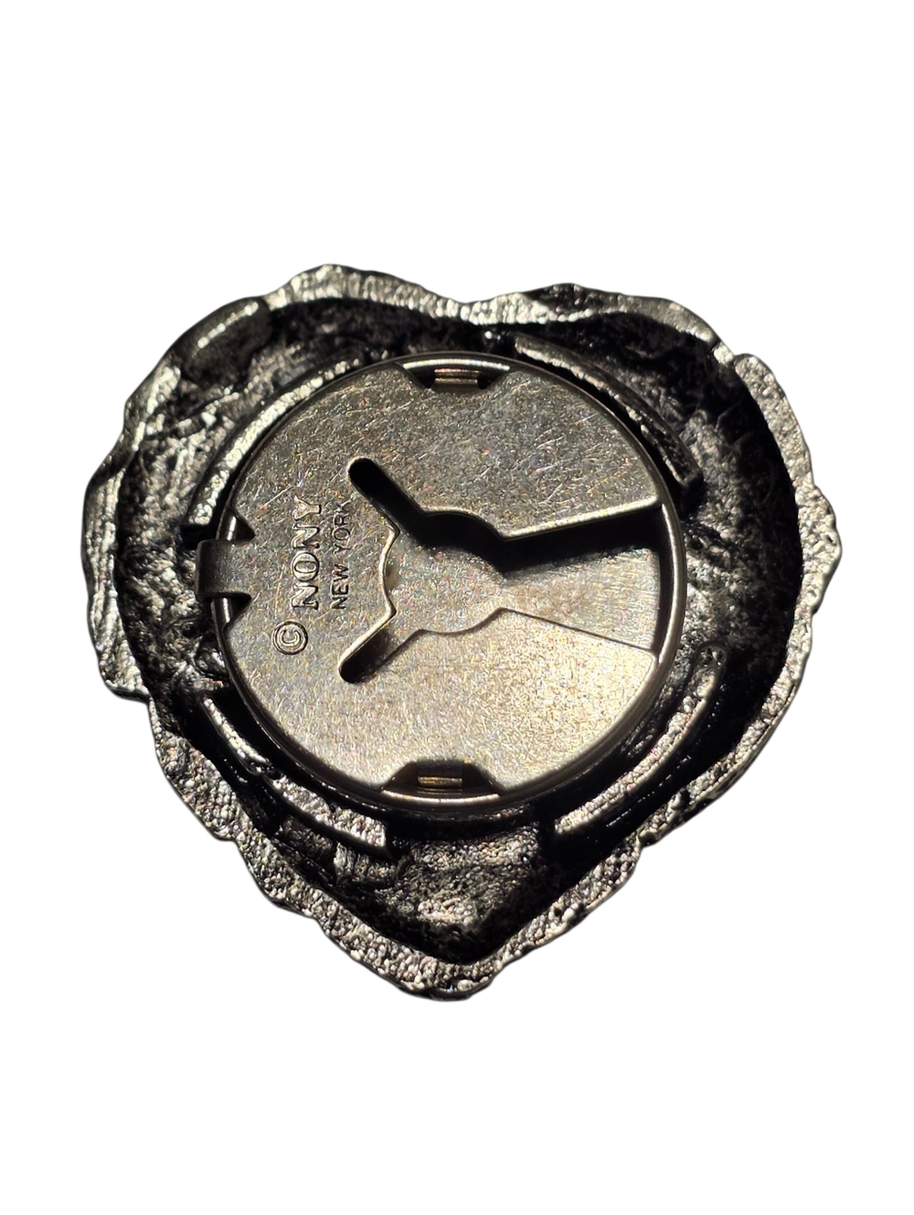 Southwestern Navajo Style Vintage Nonny Silver Heart Collar Clip Button Cover - Picture 3 of 5